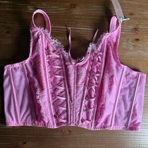 Victoria's Secret Pink Lace-Up Corset Bra
